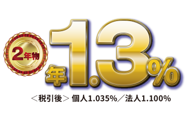 2年物法人・個人年0.50%税引後：<個人>0.398%<法人>0.423%